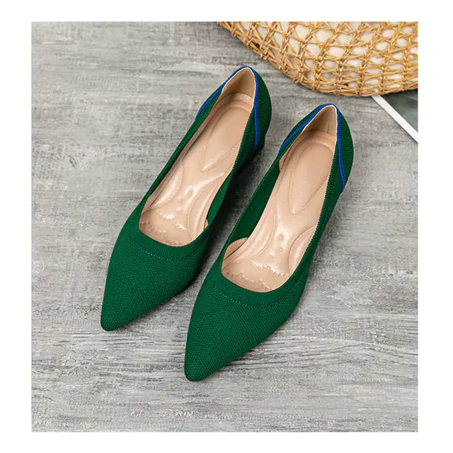 Women's Breathable Woven Pointed High Heels Shoes