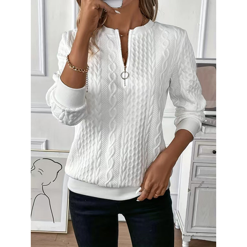 Women's Textured Half Zip Pullover Tops. Casual Long Sleeve Crewneck Sweatshirts