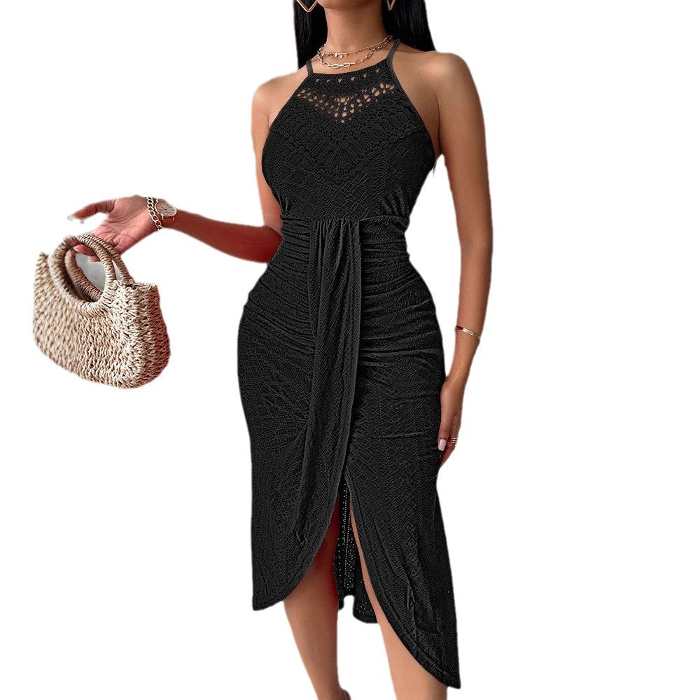 Hip Hop Style Street Hipster Skirt, Halter Sleeveless Asymmetric Skirt for women