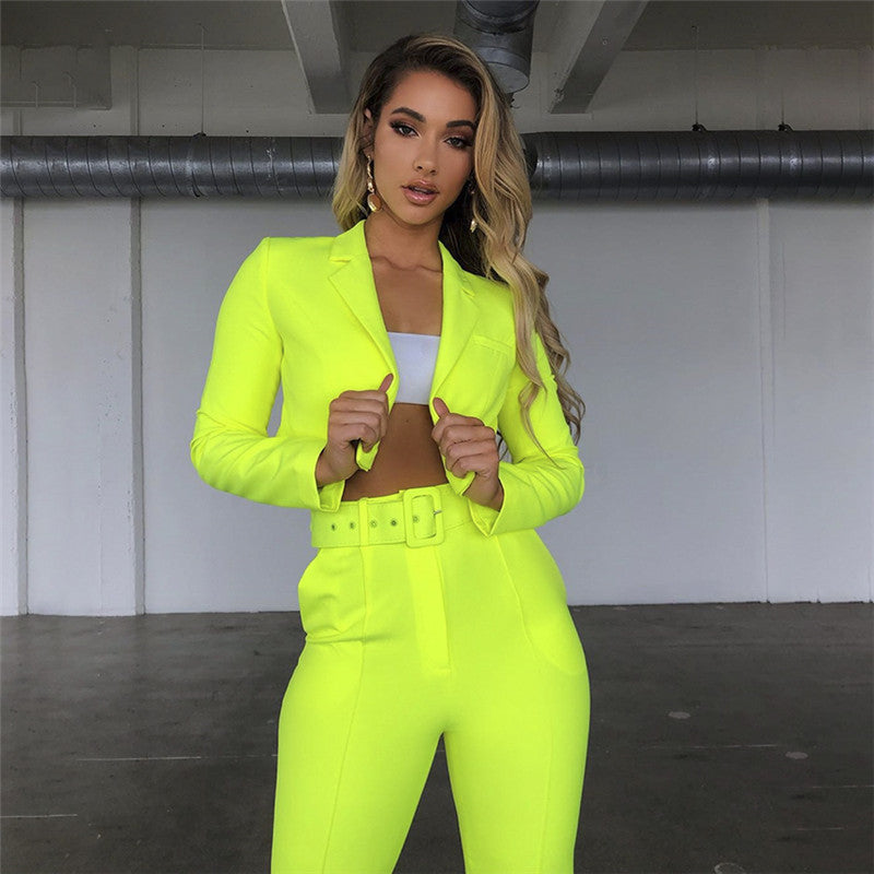 Women's Unbuttoned Blazer Two-Piece Set