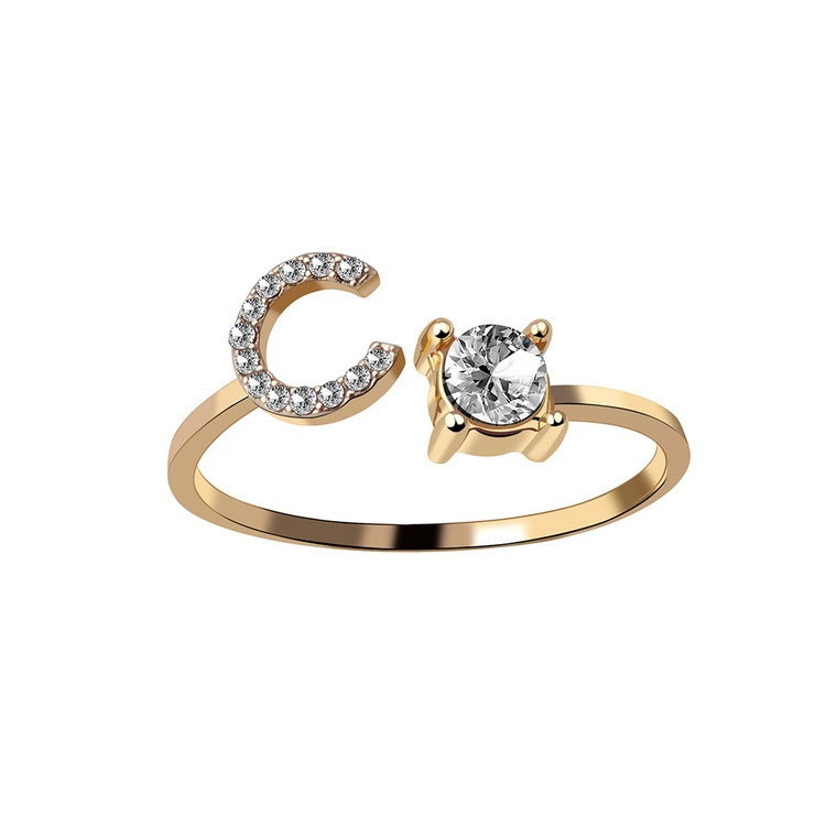 Adjustable 26 Initial Letter Rings. Fashion Simple Elegant Jewelry for Women