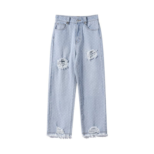 Women's High Waist Ripped Casual Jeans