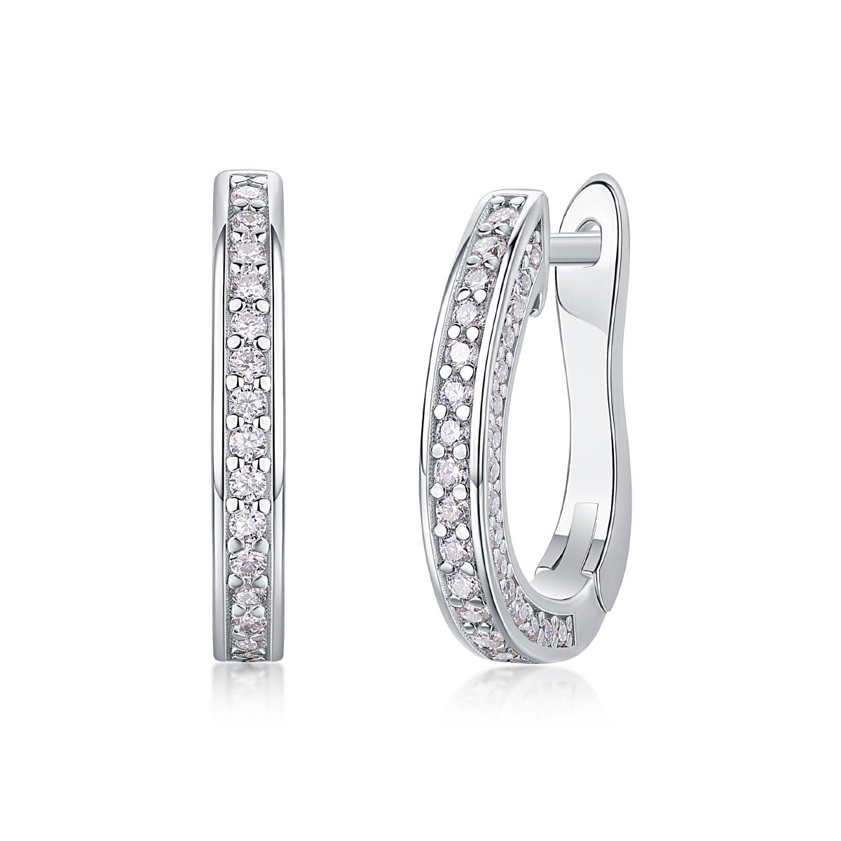 Highlight - S925 Moissanite Sterling Silver Earrings. Platinum-plated Diamond Stud Earrings