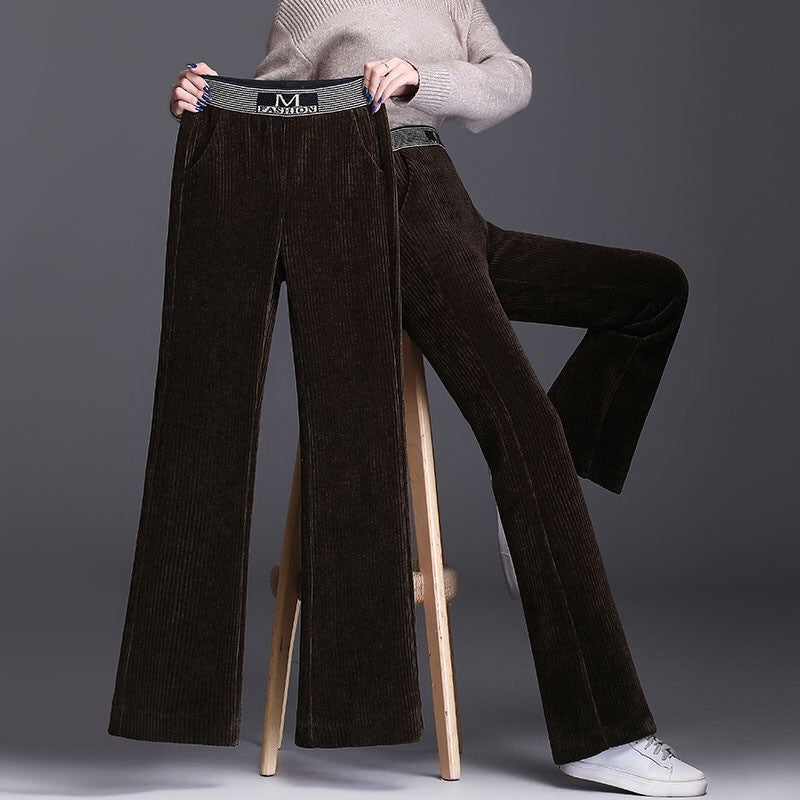 Corduroy Wide-leg Padded Corduroy High Waist Pants