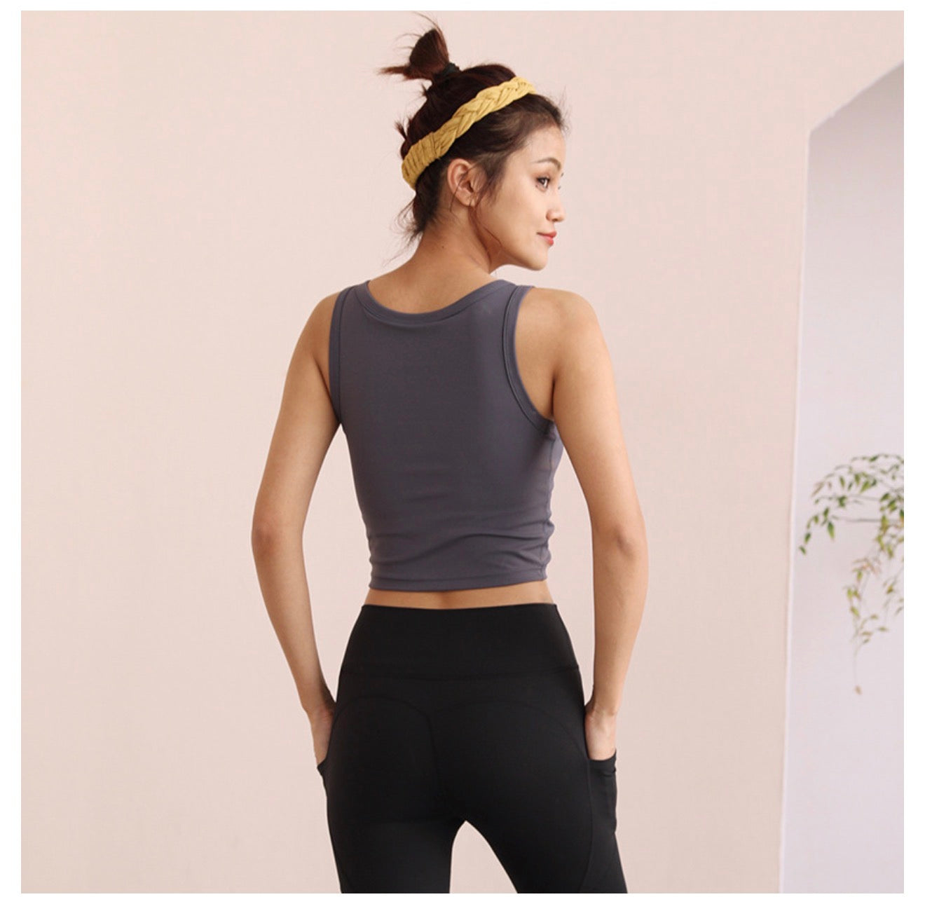 V-Neck Slim Fit Women's Yoga Tank Top with Pads