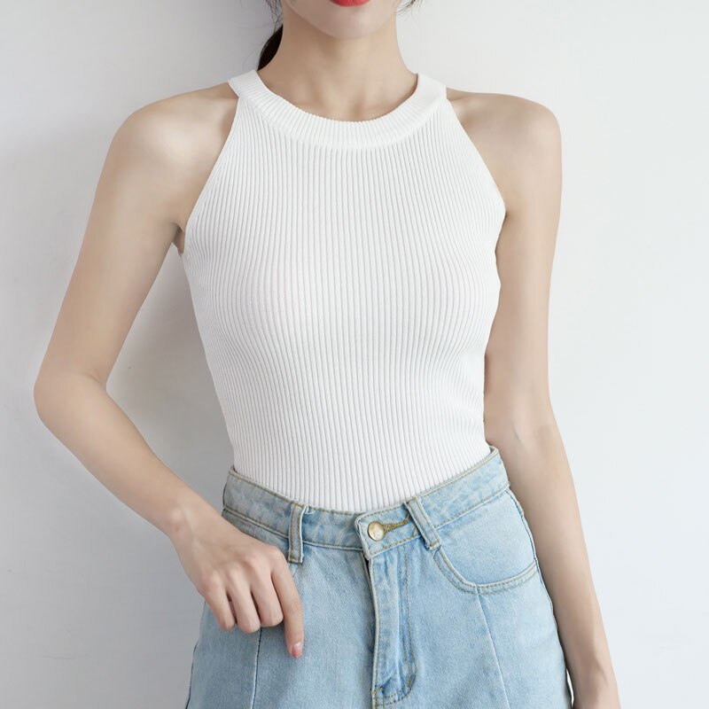 Sexy inside and outside wear knitted sleeveless camisole