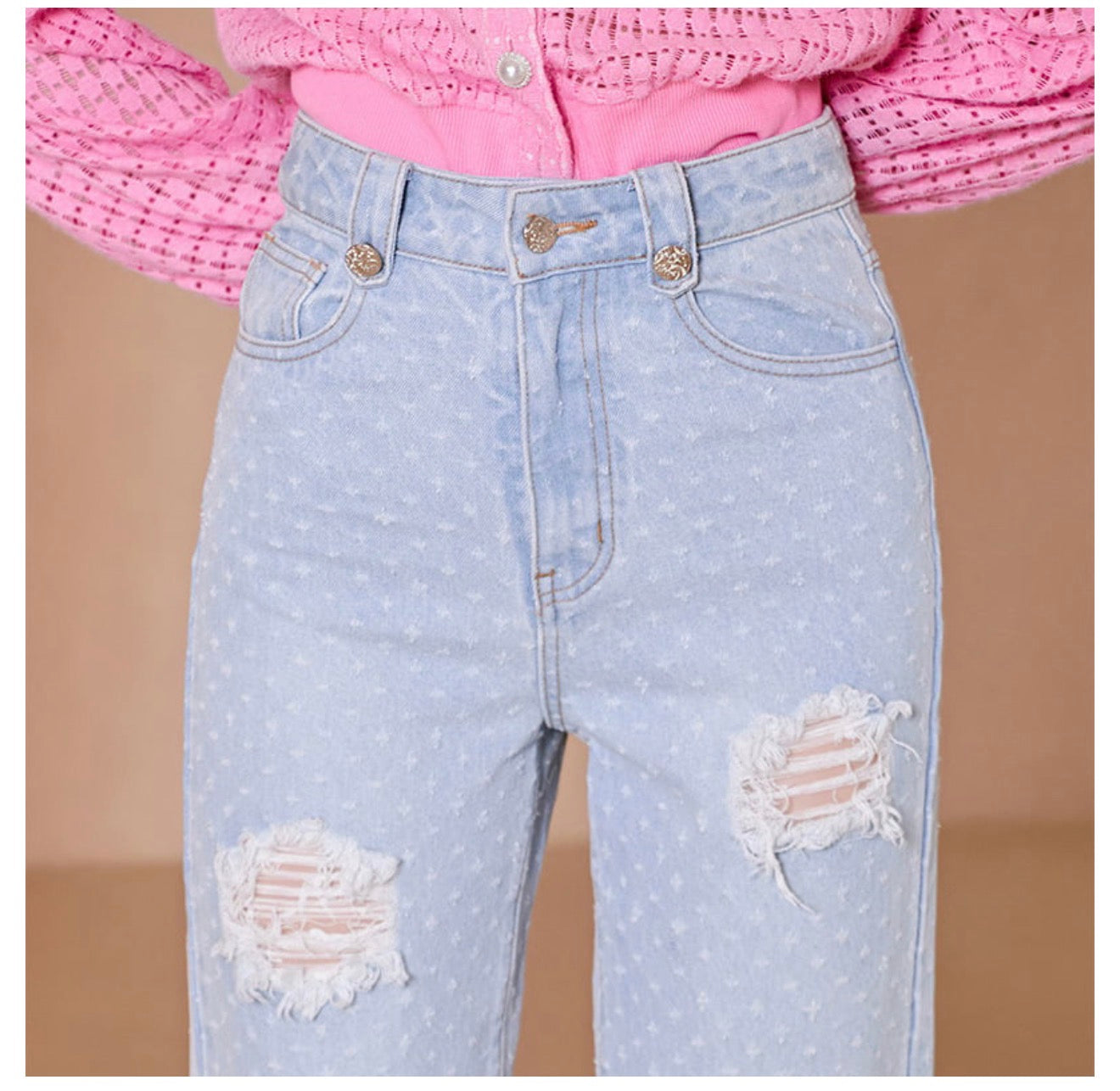 Women's High Waist Ripped Casual Jeans