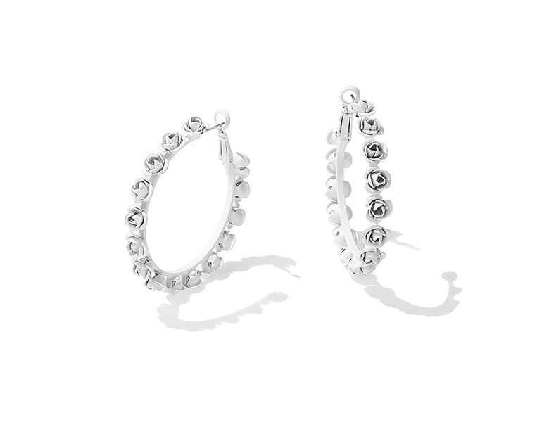 Exaggerated Floral Hoop Earrings for Women