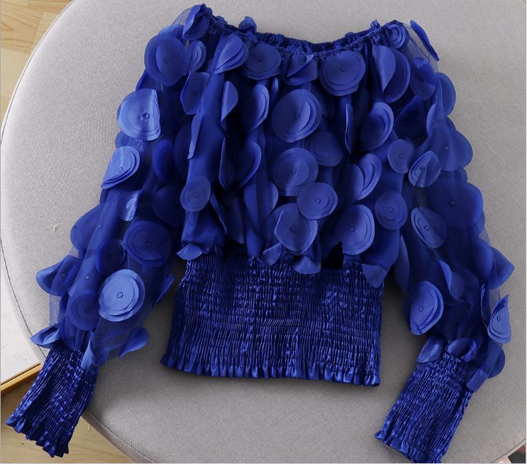 Off-Shoulder Waist-Tied Blouse with Puff Sleeves