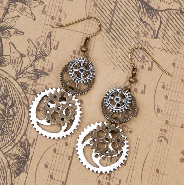 Gear Pointer Drop Earrings - Jewelry Accessories