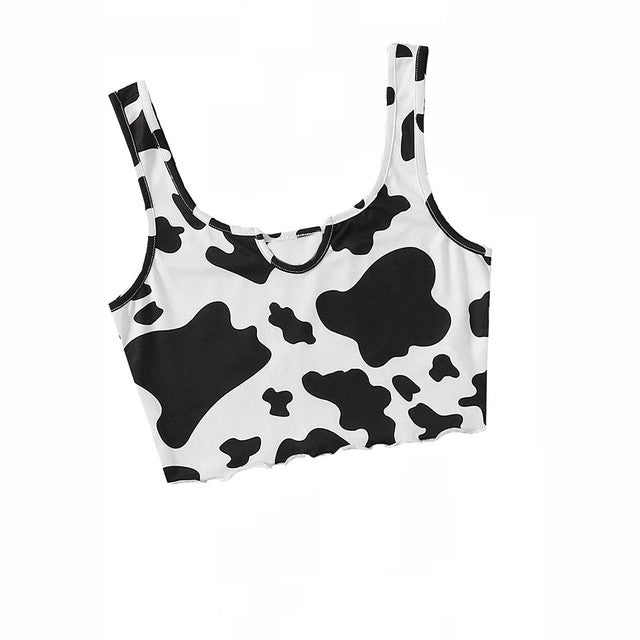 Y2K Cool Women's Milk Cow Print Sleeveless Tank Top
