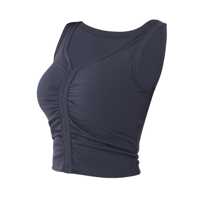 V-Neck Slim Fit Women's Yoga Tank Top with Pads