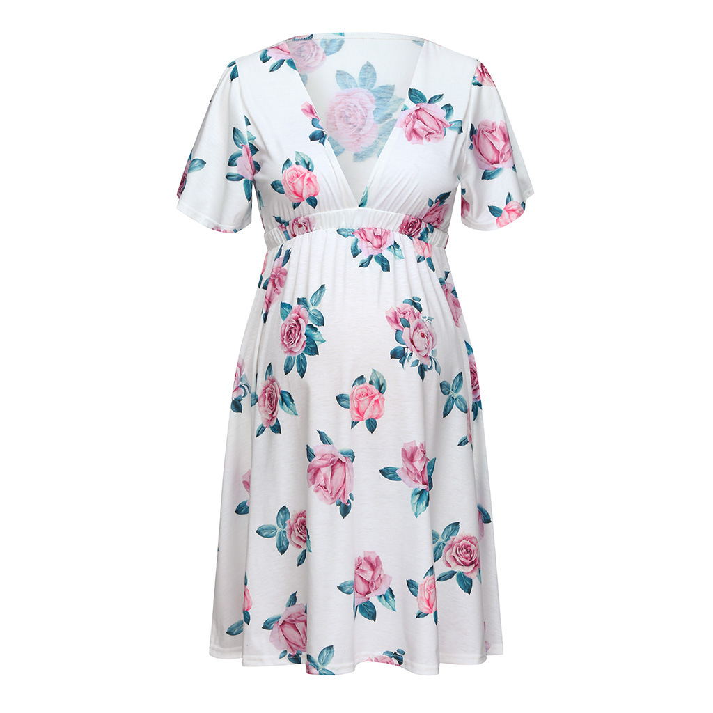 Floral Waist-Cinching Dress for Maternity Wear