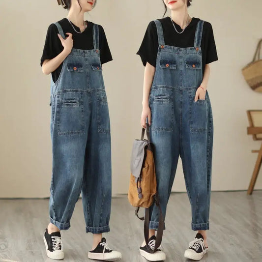 New Real-Time Denim Casual Strap Pants for Women