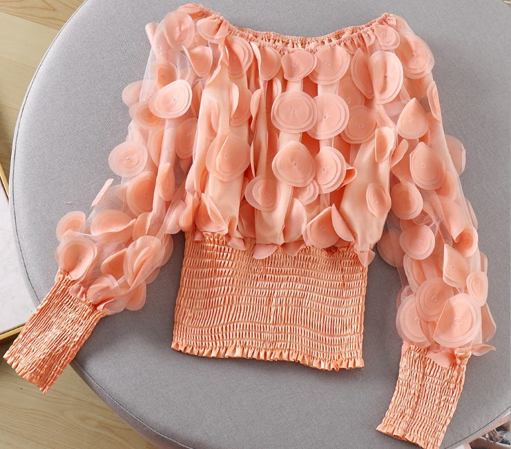 Off-Shoulder Waist-Tied Blouse with Puff Sleeves