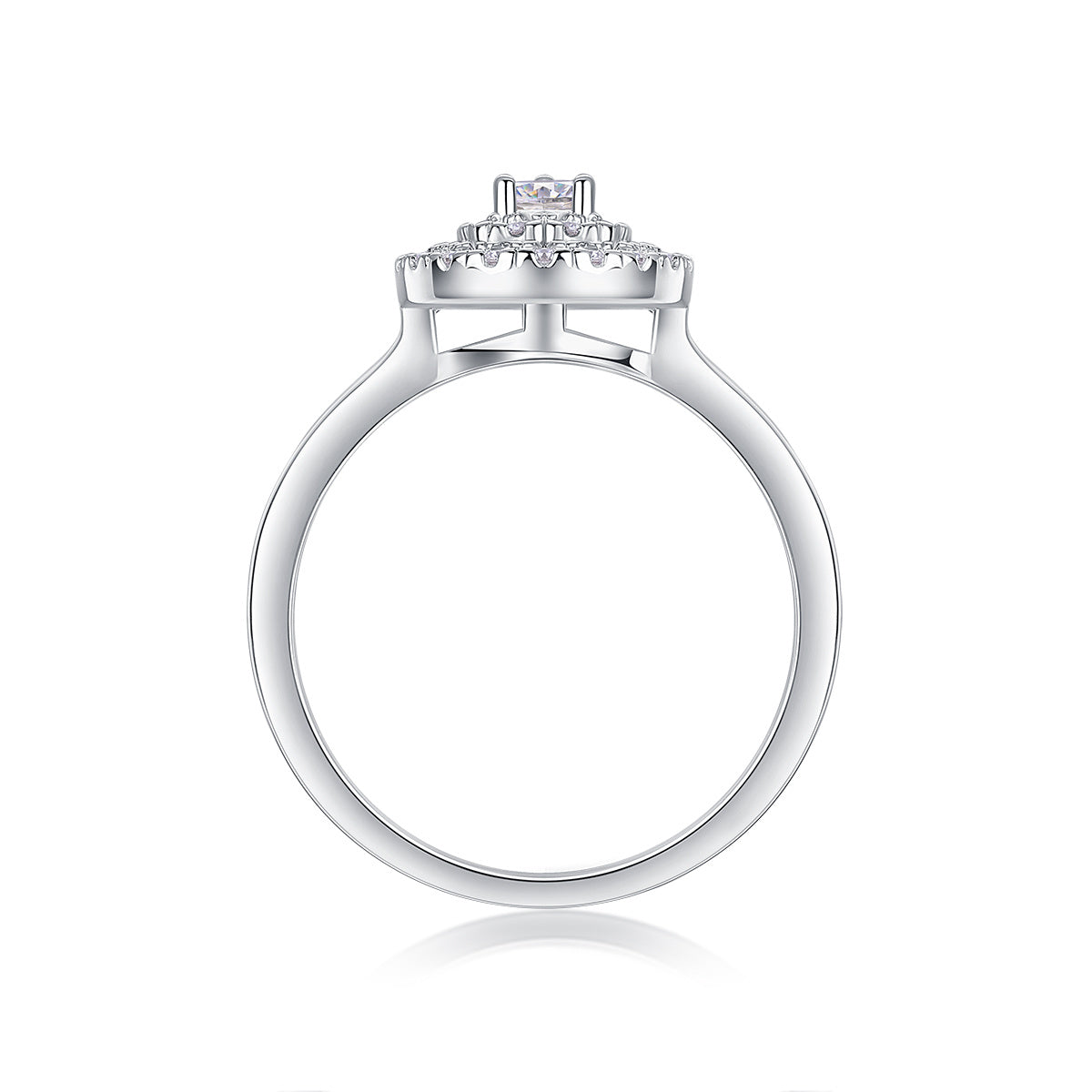 Set Of Large Diamond Rings. Luxury Fashion Set With Moissanite Silver Rings