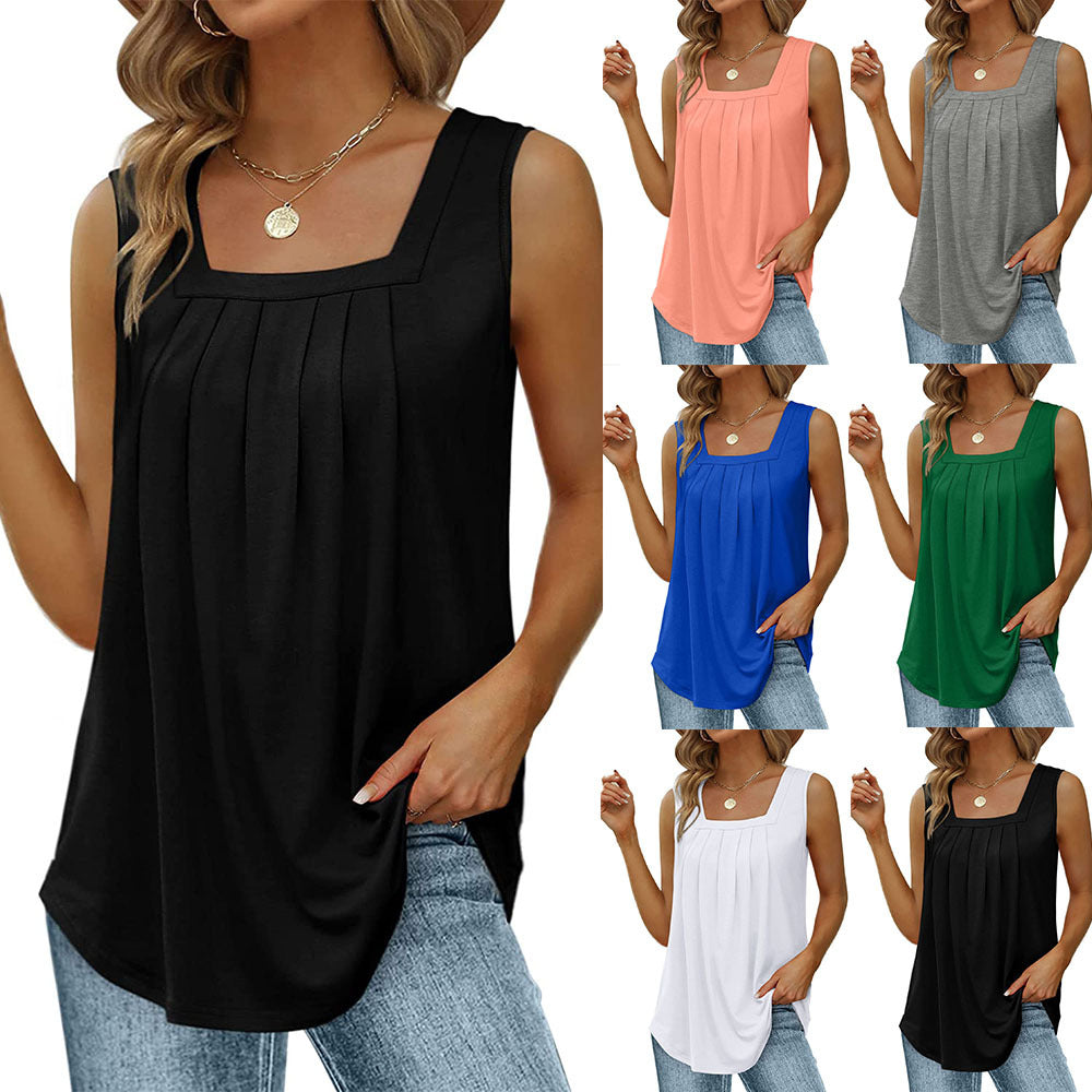 Women's Sleeveless Square Neck Tank Top for Leisure