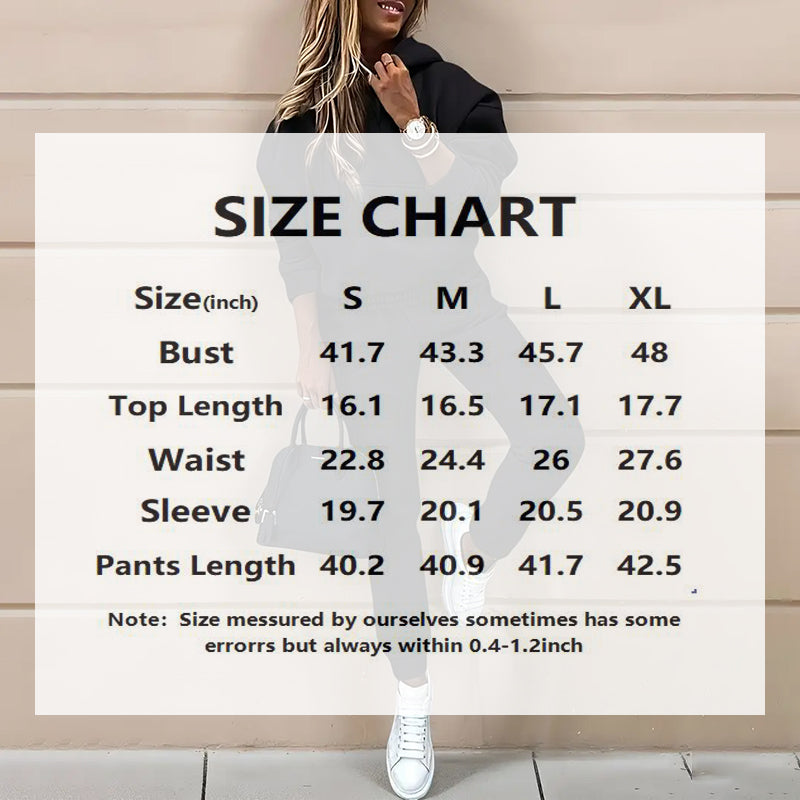 Women's Casual 2-Piece Tracksuit, Solid Color Hooded Sweatshirt And Slim Fit Jogger Pants, For Autumn And Winter