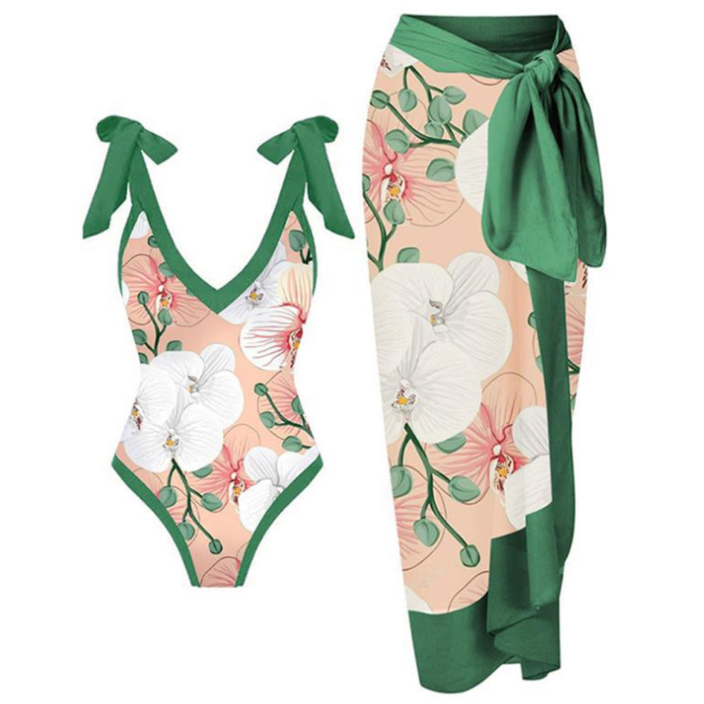 Backless Gauzy Beach Skirt Two-Piece Women's Swimsuit