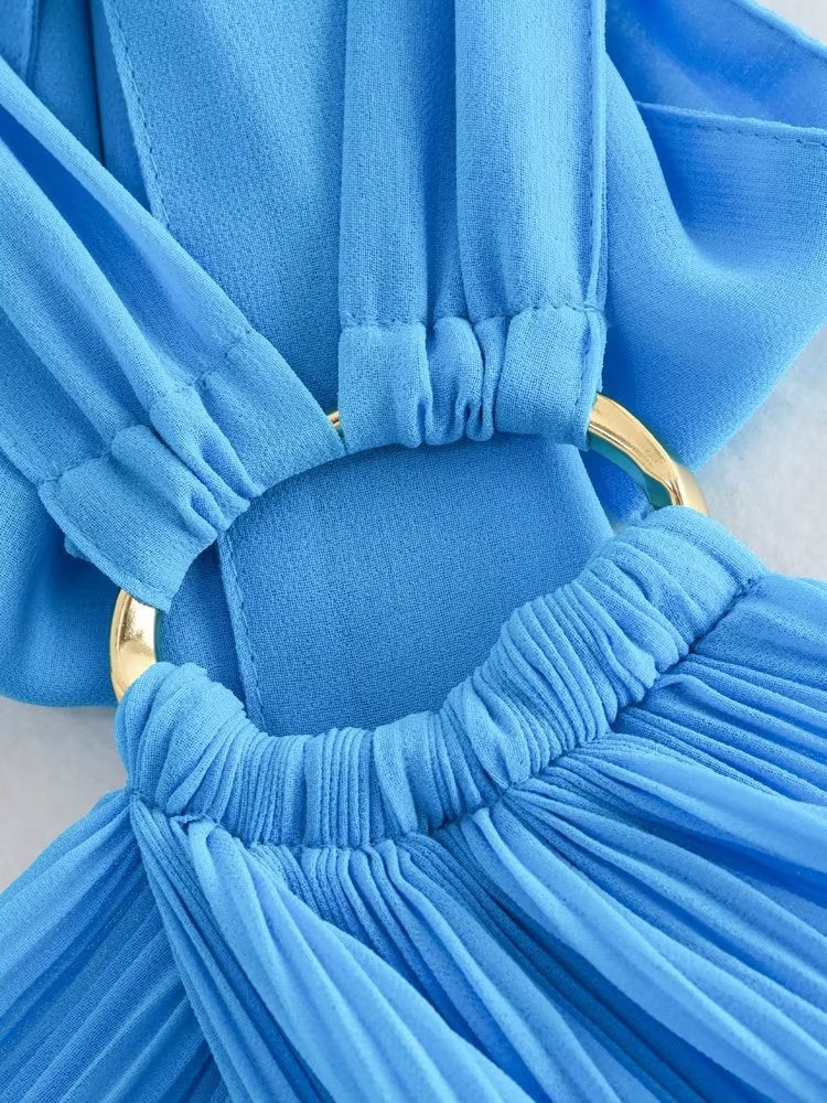 Summer Women's Dress with Ruffled Neckline