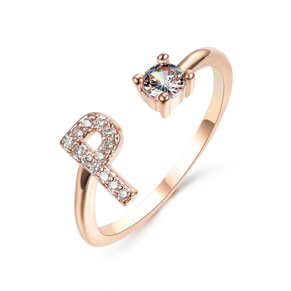 Adjustable 26 Initial Letter Rings. Fashion Simple Elegant Jewelry for Women