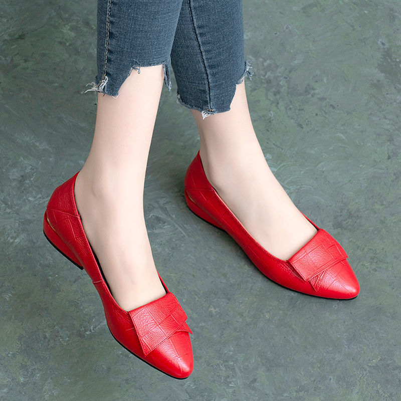 Women's Spring Autumn Pointed Toe Low Heels Soft Shoes