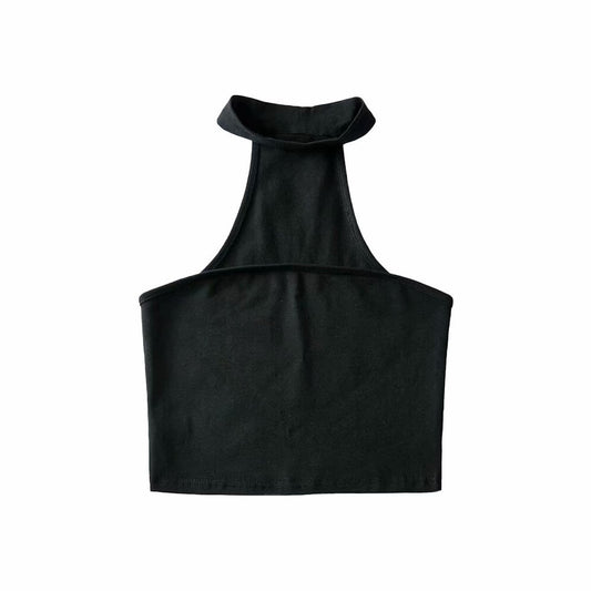Fried Street Flat Tube Top Hanging Neck Solid Color Stretch Short Vest