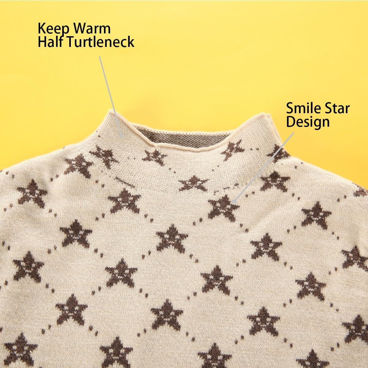 Girls Boys Pattern Half Turtleneck Sweaters. Kids Warm Long Sleeve Knit Pullover Tops Unisex 5-14 Years