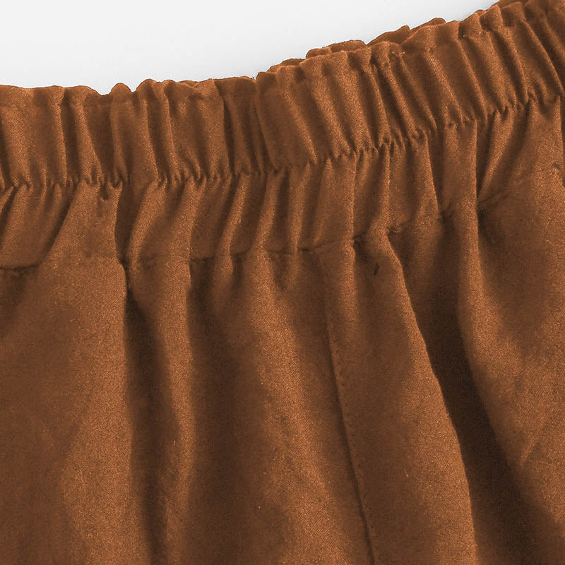 Brown Lace-Up Edge Shorts with Eyelet Detail