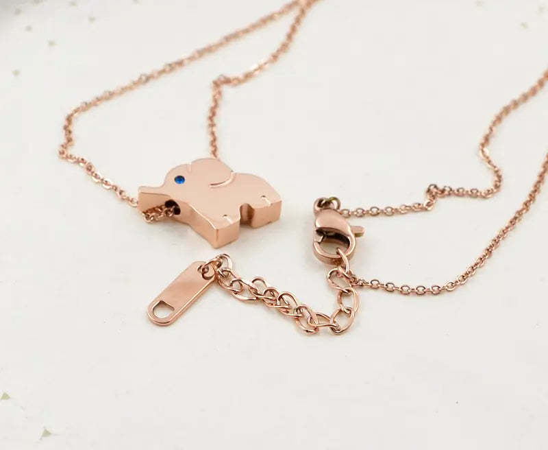 18K Rose Gold Fashion Elephant Necklace for Women