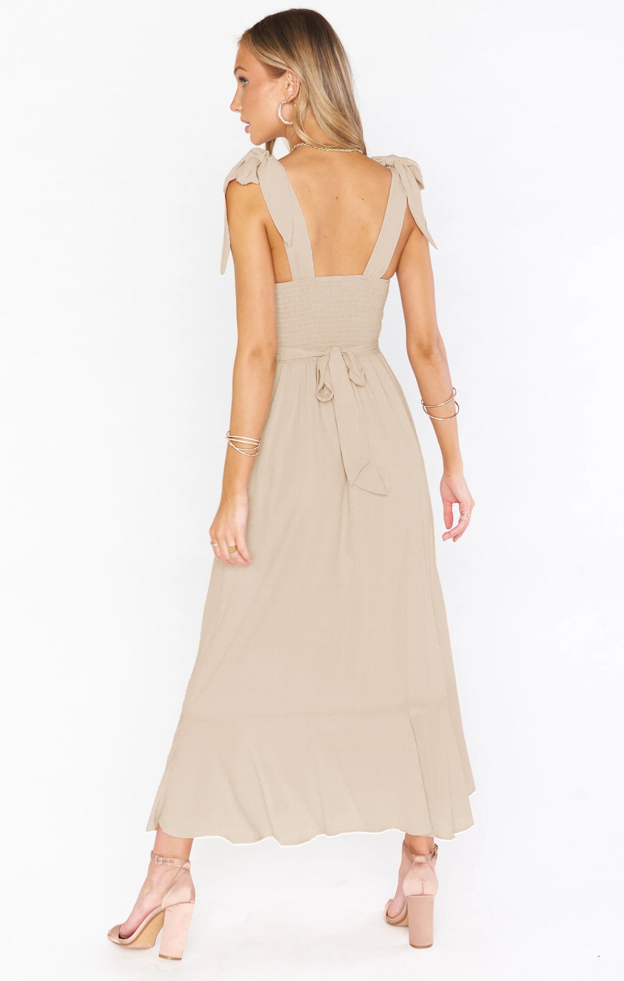 Temperament Suspender Split Dress. Lace-up Design Fashion Summer Ruffled Beach Dresses For Women