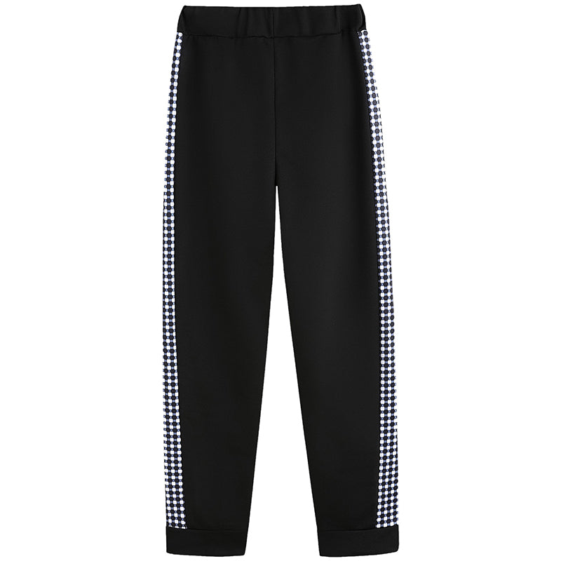 Print & Plaid Zip-Front Top and Tie-Waist Pants Set, 2-Piece Casual Loungewear For Women Spring And Fall