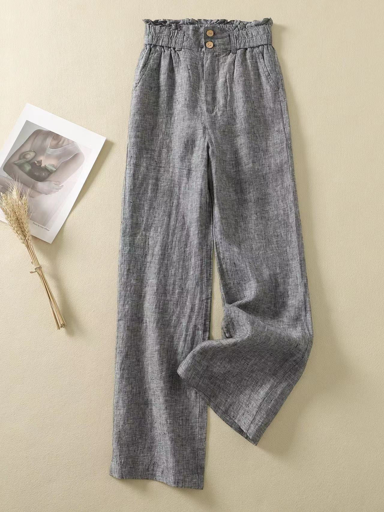 High-Waisted Linen Wide-Leg Pants for Women
