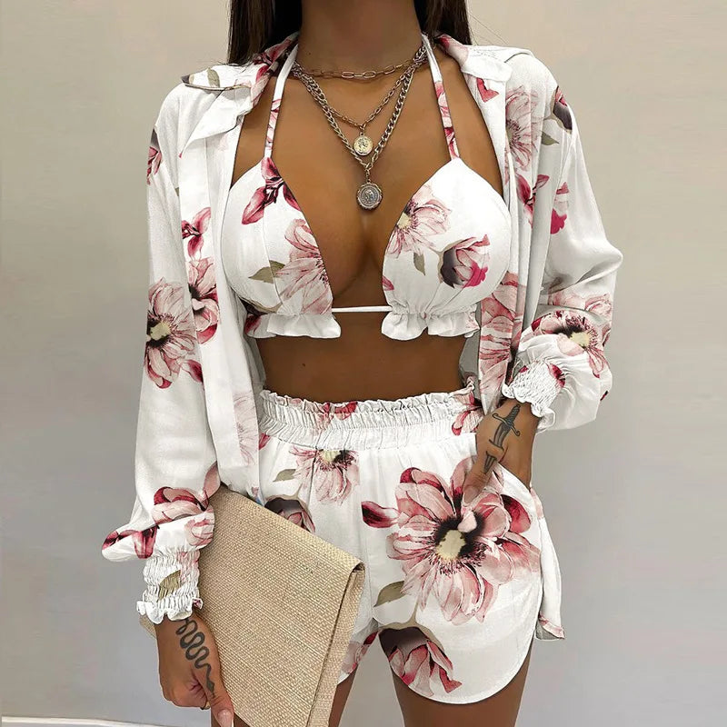Summer Women's Sexy Three-Piece Beach Outfit