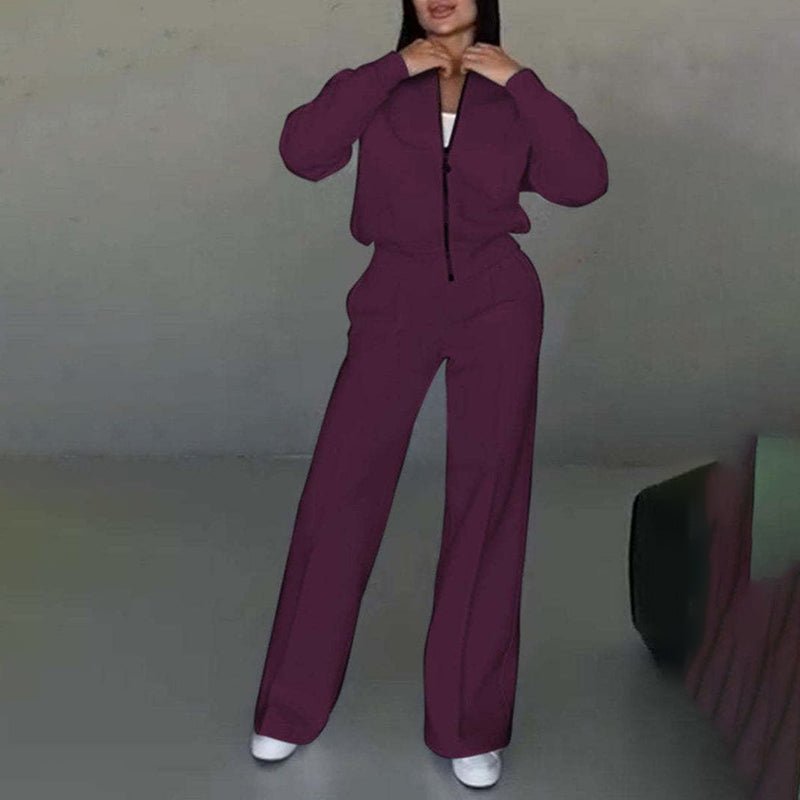 2 Piece Sweatsuit Set for women, Zip Up Long Sleeve Sweatshirt Jacket And Wide Leg Sweatpants