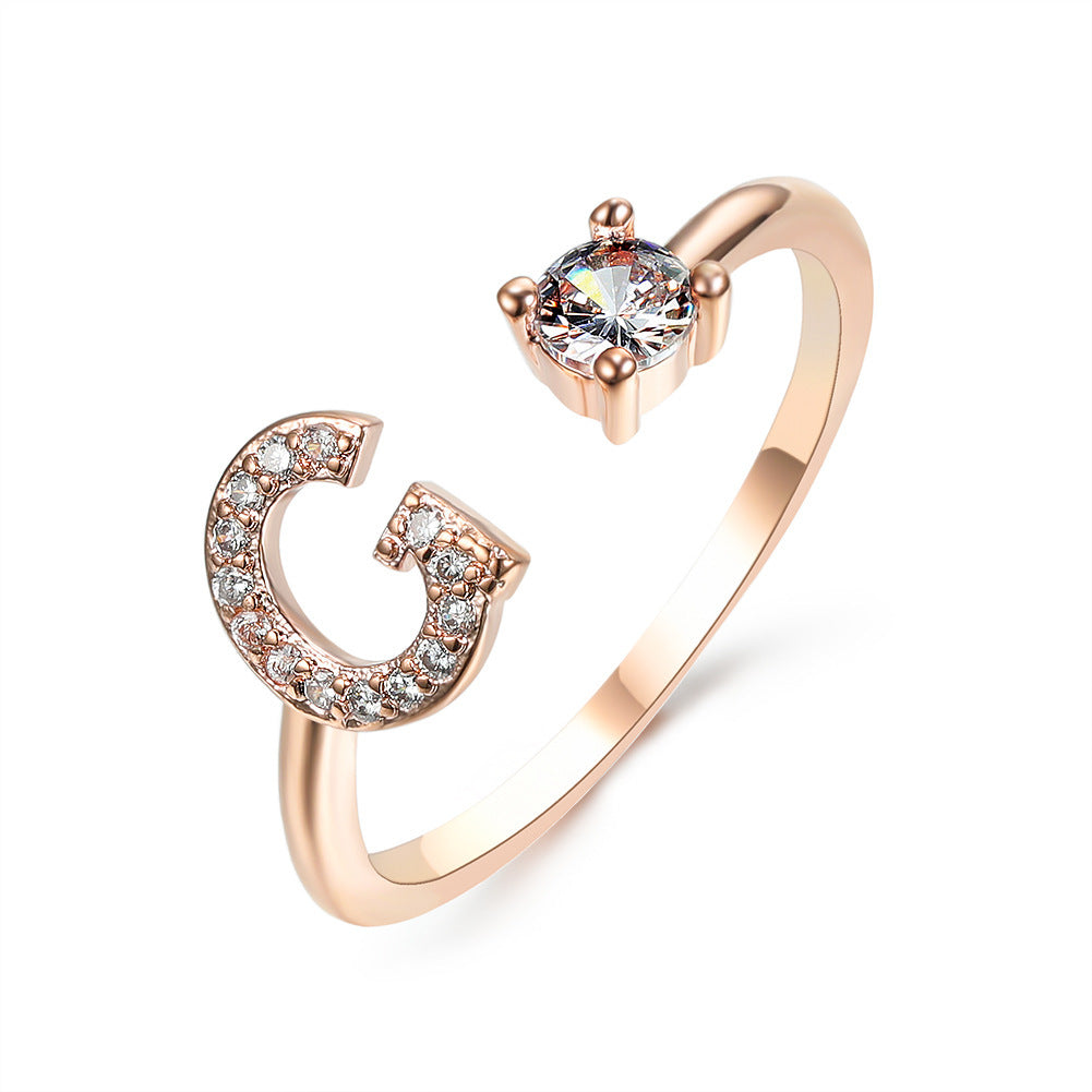 Adjustable 26 Initial Letter Rings. Fashion Simple Elegant Jewelry for Women