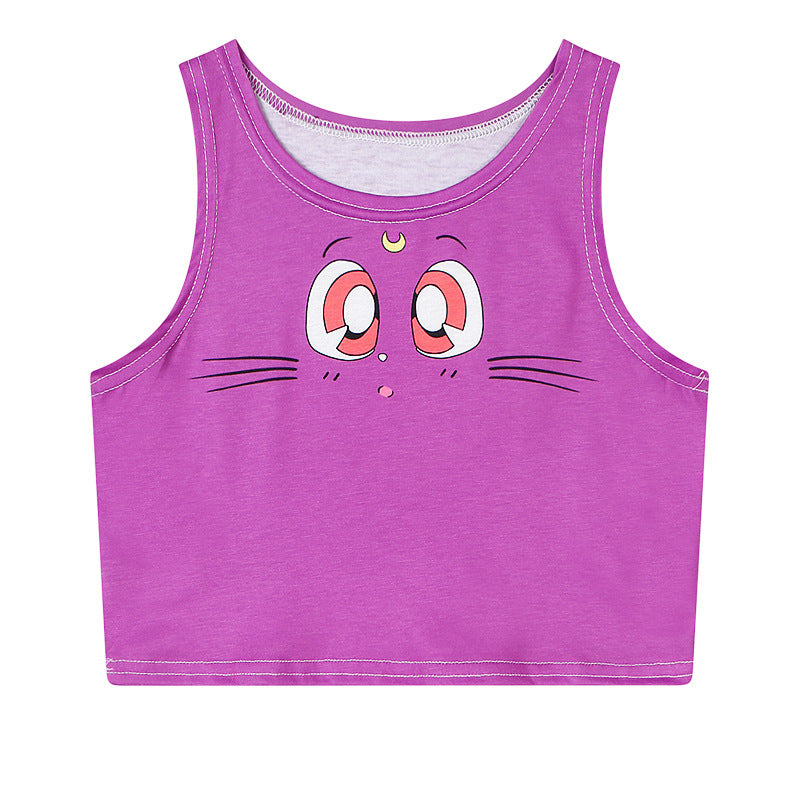 Women's Sleeveless Pikachu Print Tank Top with Pockets