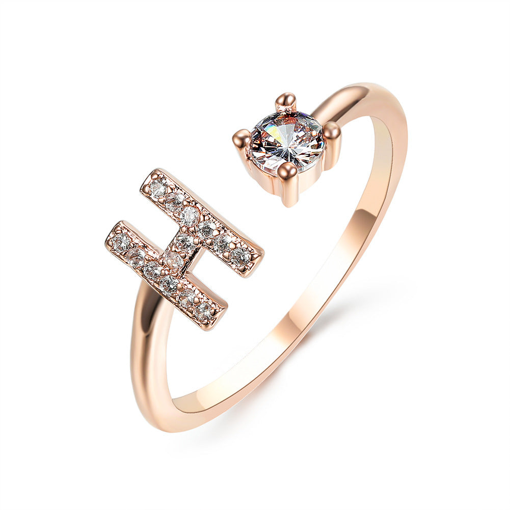 Adjustable 26 Initial Letter Rings. Fashion Simple Elegant Jewelry for Women