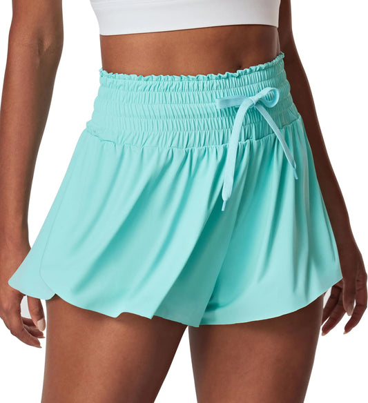 Flowy Butterfly Shorts for Women. High Waisted Preppy Clothes - Golf Workout Athletic Spandex Cheer Shorts