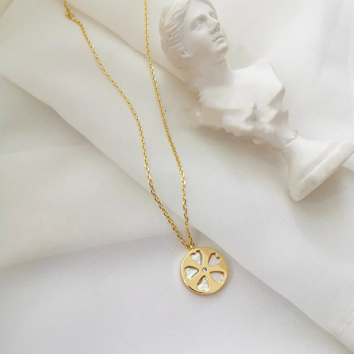 Fashionable Hollow Petal Earrings & Shell Sweater Necklace
