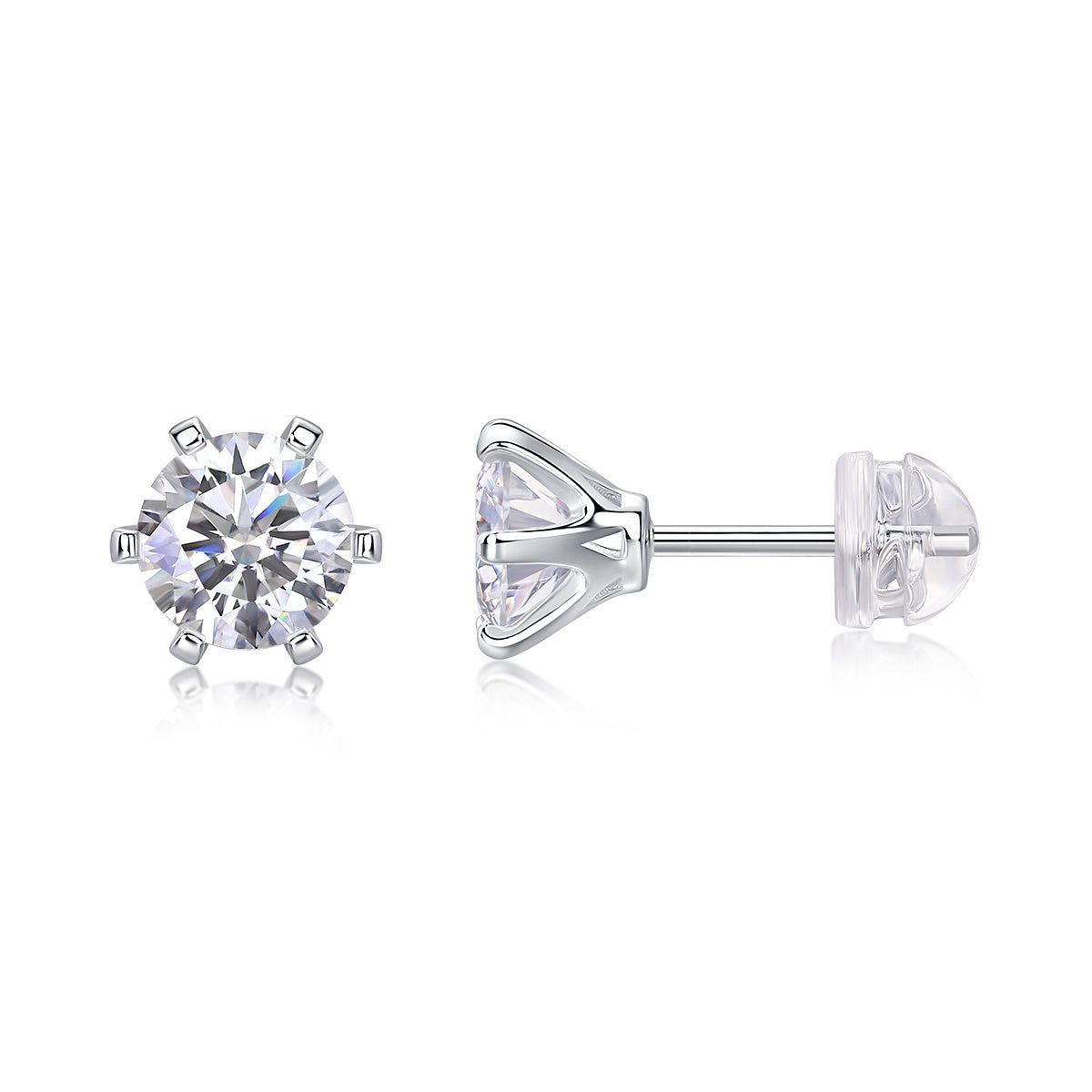 Quiet Luxury Fashion Diamond Earrings. Stud Set With Mosan Diamond Silver Ornaments