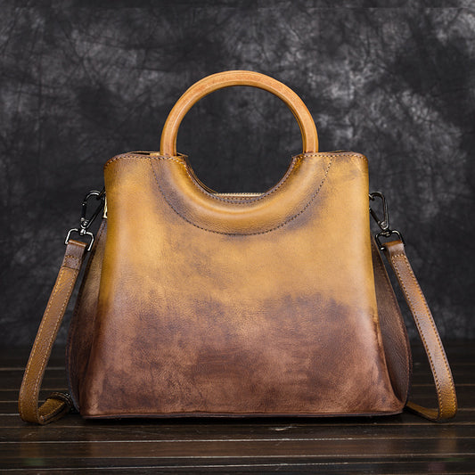 Leather hand-painted suede retro craft  handbags. Diagonal package