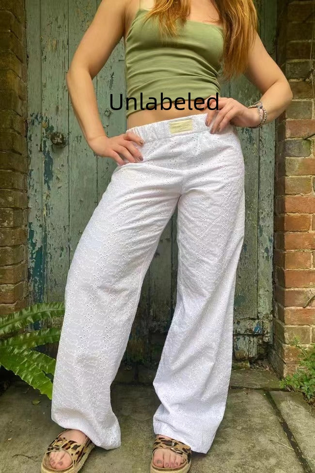 Fashion Y2K Striped Straight Trousers. Summer Elastic High Waist Wide Leg Pants For Women