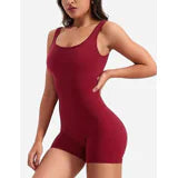 One Piece Jumpsuits for Women. Tummy Control V Back Scrunch Butt Jumpsuit, Sleeveless Bodycon Yoga Workout Romper Shorts