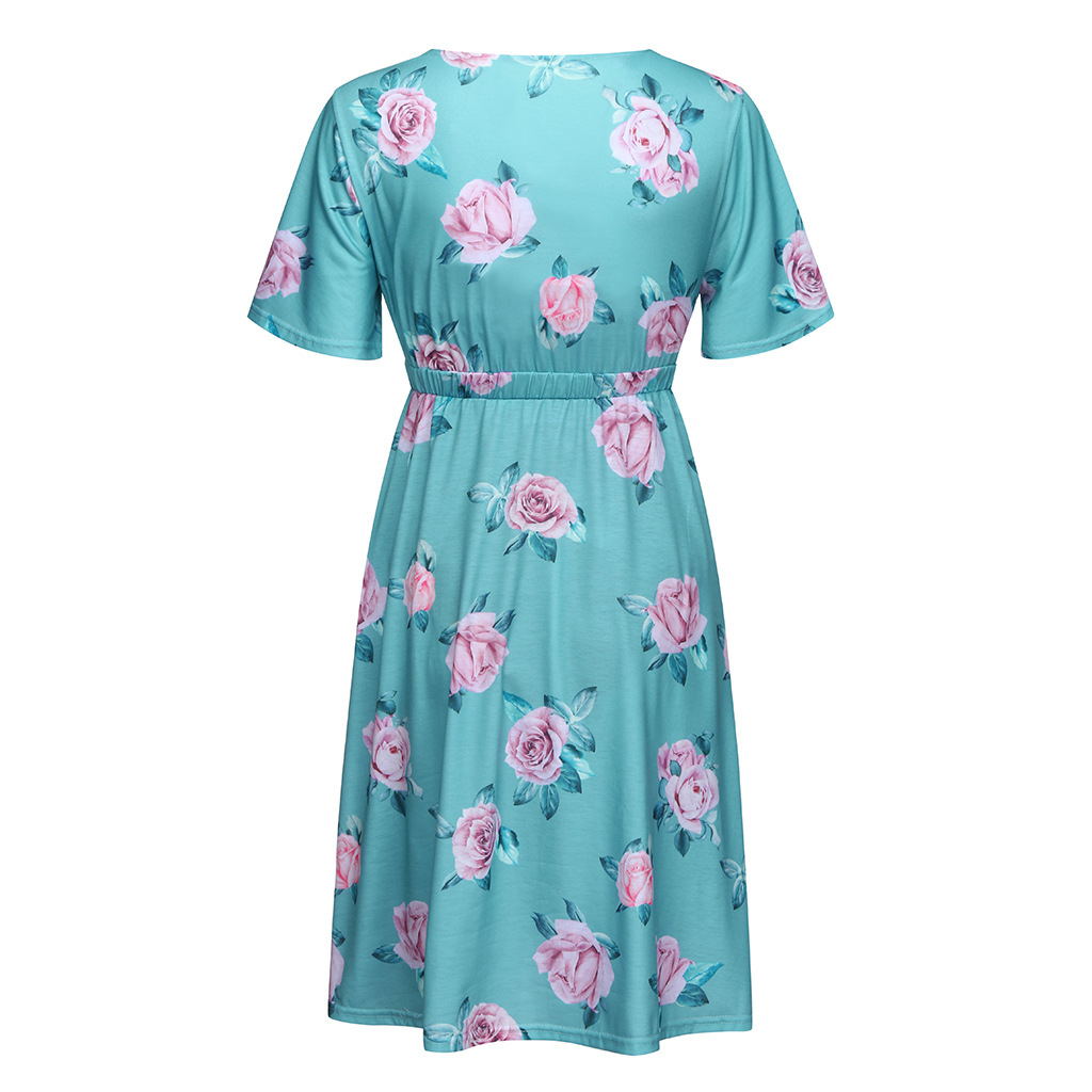 Floral Waist-Cinching Dress for Maternity Wear