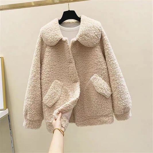 Loose Korean Style Thick Faux Cashmere Coat For Women