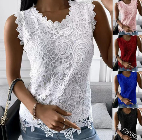 Women's Summer Lace Vest Tops in Sizes S-5XL