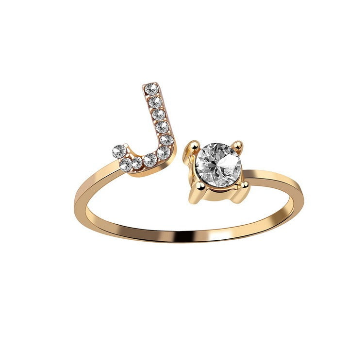 Adjustable 26 Initial Letter Rings. Fashion Simple Elegant Jewelry for Women