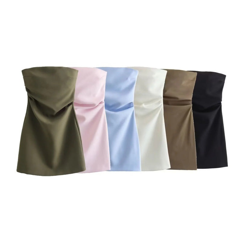 Autumn New Sexy Ruched Strapless Dress for Women
