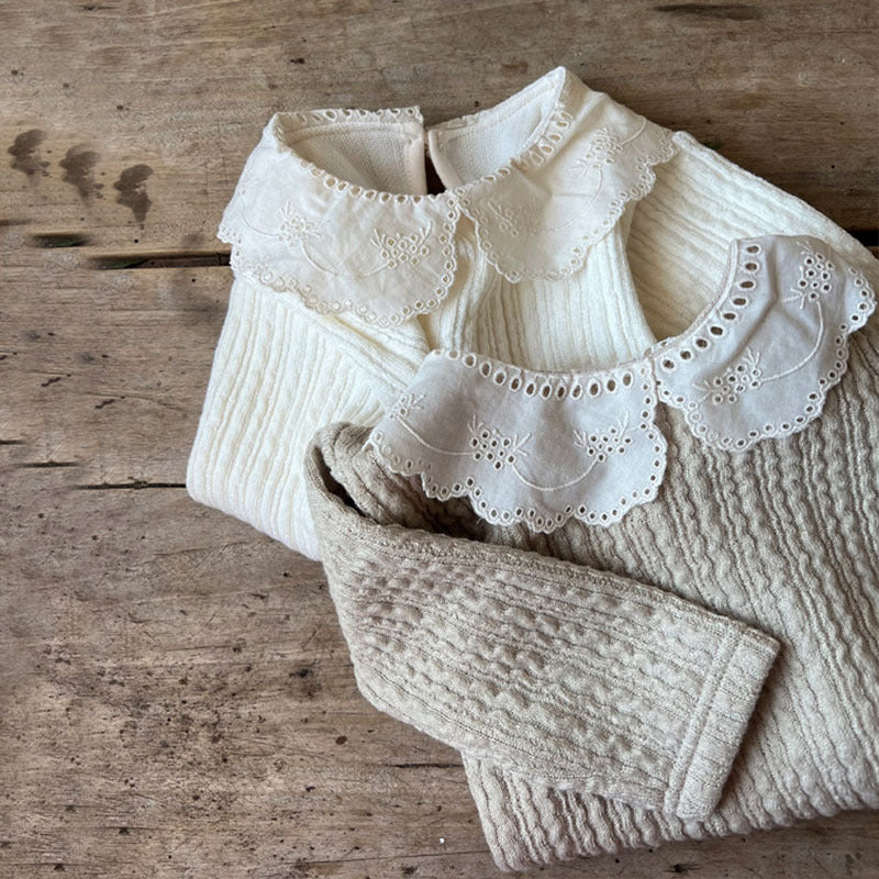 Baby Girl Lace Peter Pan Collar Thick Knit Tops